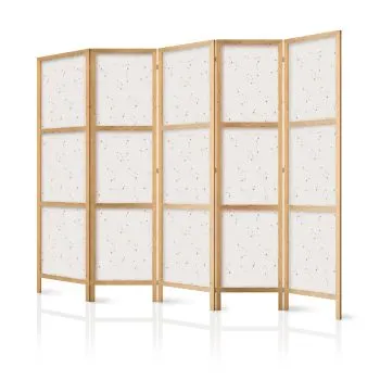 Parawan japoński Tła i desenie 225x172 cm 5-częściowy biały