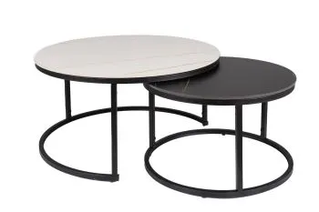 Zestaw 2 ław FERRANTE B biały mat/czarny mat