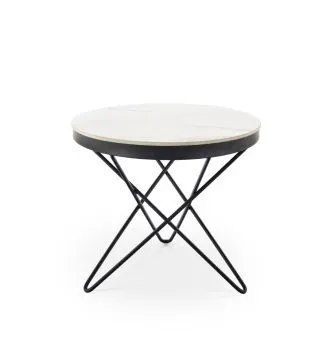 Stolik kawowy LEILA 2 60x60 biały marmur/czarny