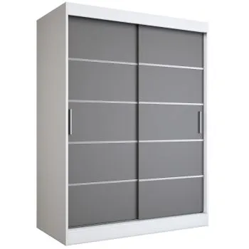 Szafa przesuwna MODUO COMFORT 150 biała mat/antracyt z listwami