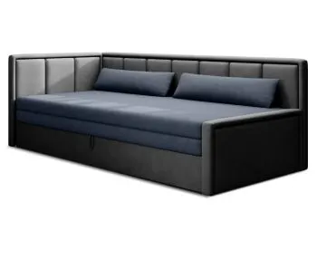 Sofa rozkładana z funkcją spania FULGEO szara/granatowa lewa