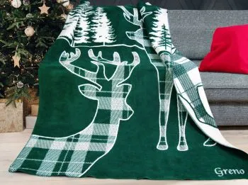 Koc WINTER TIME 150x200 zielony/biały Premium