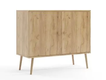 Komoda LEBEL z drzwiczkami 100cm dąb craft złoty