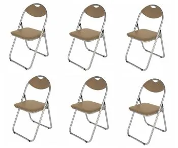 Zestaw krzeseł tapicerowanych JUNO beżowe/srebrne składane 6szt.