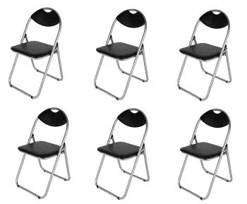 Zestaw krzeseł tapicerowanych JUNO czarne/srebrne składane 6szt.