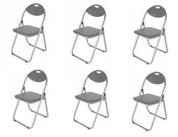 Zestaw krzeseł tapicerowanych JUNO szare/srebrne składane 6szt.