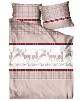 Pościel bawełniana Premium Bielbaw 140x200 Last Xmas beżowa