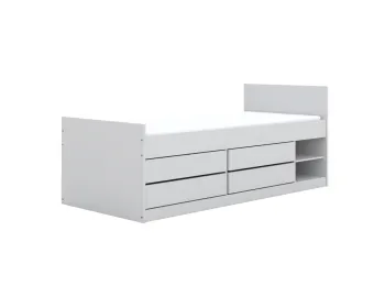 Łóżko młodzieżowe LEON 200x90 z półkami białe