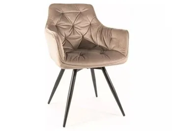 Krzesło tapicerowane MANGO VELVET ciemnobeżowe obracane