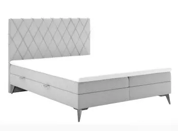 Łóżko kontynentalne IBETIO 180x200 jasno szare velvet z pojemnikiem