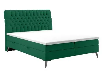 Łóżko kontynentalne BETAFO 140x200 zielone velvet z pojemnikiem