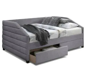 Łóżko tapicerowane NADIA VELVET 120x200 szare z szufladami