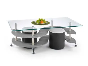 Ława NINA 5 130x70 szara z pufami