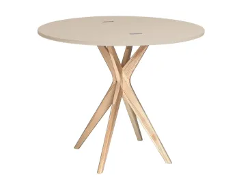 Stół półokrągły CUTTI 100x100 rozkładany cappuccino/jesion