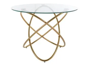 Stół szklany ORBIT 100x100 okrągły transparentny/ złoty