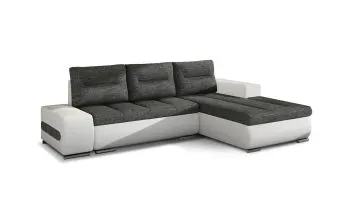 Narożnik z funkcją spania OTTAVIO grafitowy/biały prawy