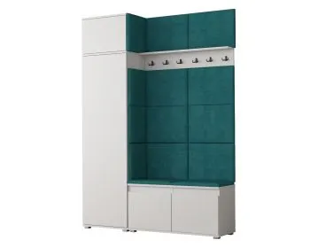 Garderoba z nadstawką i siedziskiem SINGAPUR 154 do przedpokoju biała/zielona
