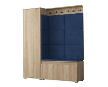 Garderoba z siedziskiem do przedpokoju SINGAPUR 154 dąb sonoma/granatowa