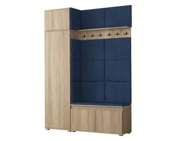 Garderoba z siedziskiem i nadstawką do przedpokoju SINGAPUR 154 dąb sonoma/granatowy