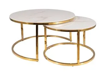 Zestaw 2 ław PORTAFINO A 80/60 biały/złoty