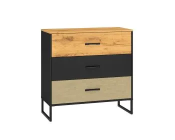 Komoda COLIN 05 3S 90 dąb złoty craft/czarna