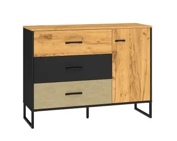 Komoda COLIN 06 1D3S 120 dąb złoty craft/czarna