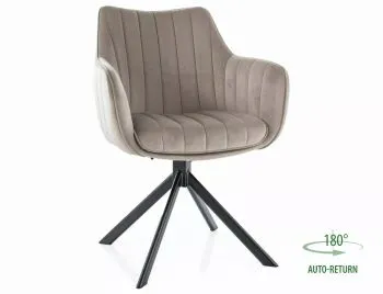 Krzesło tapicerowane AZALIA VELVET ciemnobeżowe obracane