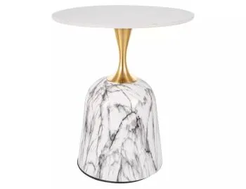 Stolik kawowy FAMA 50x50 biały marmur/złoty 