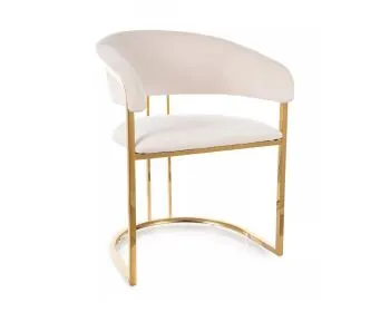 Krzesło tapicerowane TULIPE VELVET jasnobeżowe