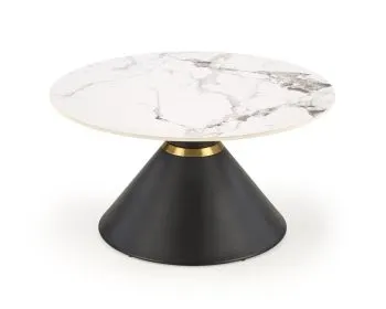 Stolik kawowy GORETTI 80x80 biały marmur/czarny