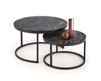 Zestaw 2 stolików JAVA czarny marmur