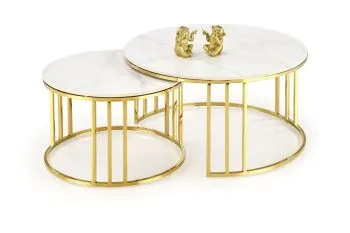 Zestaw ław MERCURY 3 biały marmur/złoty