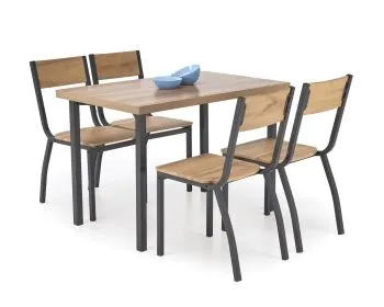 Zestaw MILTON stół + 4 krzesła dąb naturalny/czarny