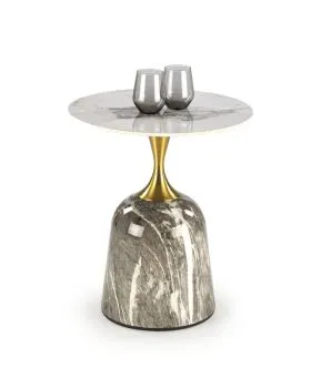 Stolik kawowy ROSA 50x50 biały marmur/szary marmur/złoty