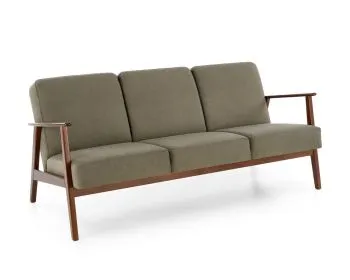 Sofa MILANO 3S oliwkowa/orzech trzyosobowa