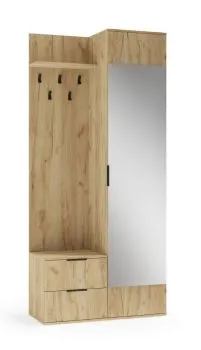 Garderoba do przedpokoju CORAL dąb złoty z lustrem