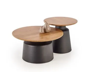 Zestaw 2 stolików kawowych MALOMI dąb naturalny/czarny