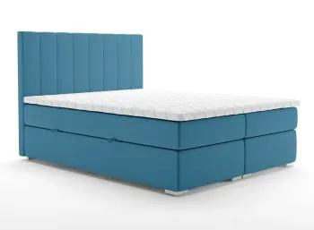 Łóżko kontynentalne SALIMA 160x200 ciemno niebieskie velvet z pojemnikiem