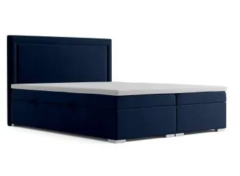 Łóżko kontynentalne NESS 160x200 granatowe velvet z pojemnikiem