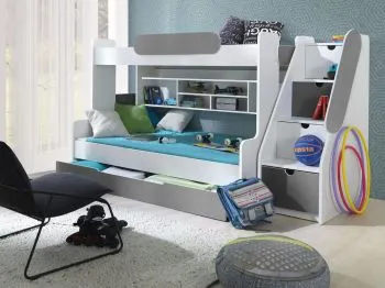 Łóżko wielofunkcyjne REESE 200x120 białe/szare