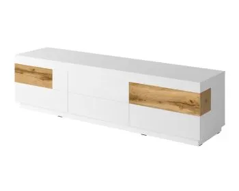 Szafka RTV SILKE 6S 206cm biały połysk/dąb wotan