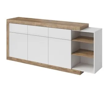 Komoda SINTRA 3D3S 200cm dąb samdal/biały połysk