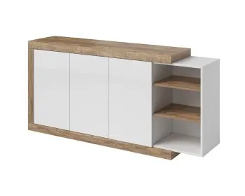 Komoda SINTRA 3D 180cm dąb samdal/biały połysk