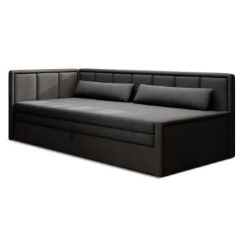 Sofa rozkładana z funkcją spania FULGEO czarna/szara lewa