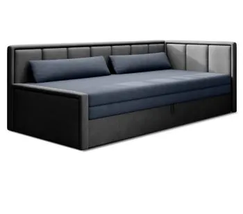 Sofa rozkładana z funkcją spania FULGEO szara/granatowa prawa