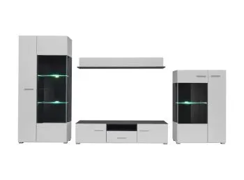 Meblościanka SOLIDO sosna czarna/biały połysk