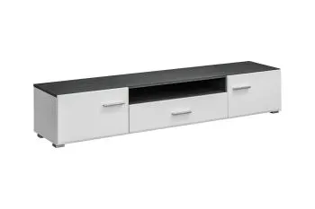 Szafka RTV SOLIDO TWIN 180 sosna czarna/biały połysk