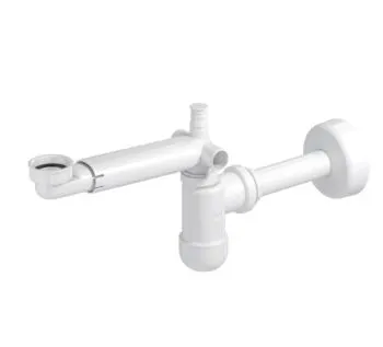 Syfon omijający z korkiem click-clack biały chrom