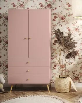 Szafa LEBEL z szufladami 3SZ 100cm różowa
