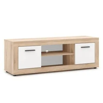 Szafka RTV LUNA 2D 140cm dąb sonoma/biała